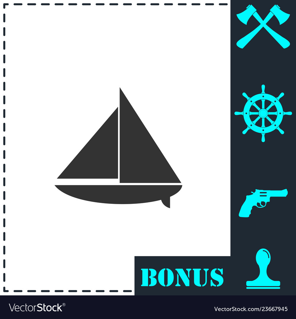 Sailing boat icon flat