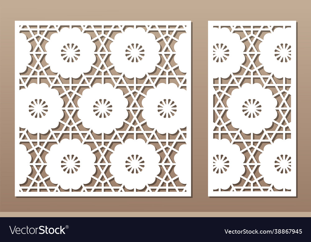 Set dekorative Karte zum Schneiden geometrische linear