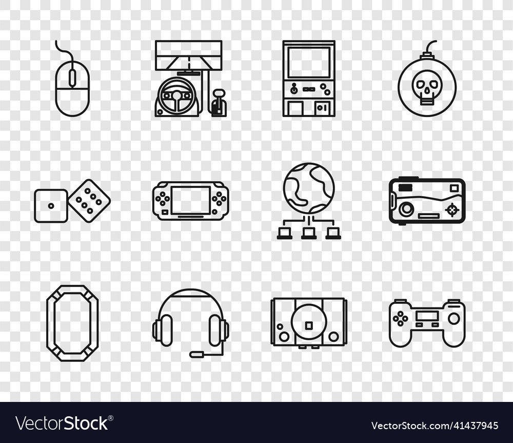 Set line poker table gamepad retro arcade game vector image Set line poker table gamepad retro arcade game