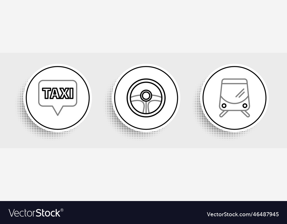 Set line tram and railway map pointer with taxi Vector Image Set line tram and railway map pointer with taxi