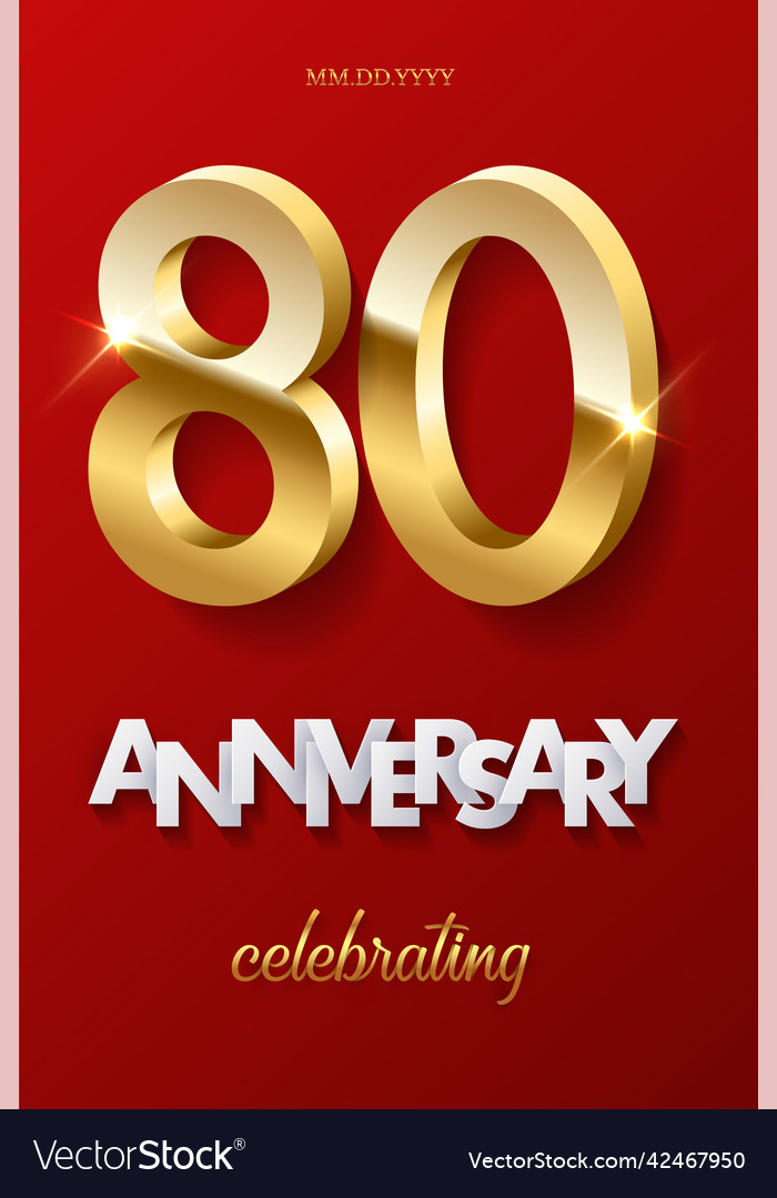 80 goldene Zahlen und Jubiläumstext Vector Image 80 goldene Zahlen und Jubiläumstext