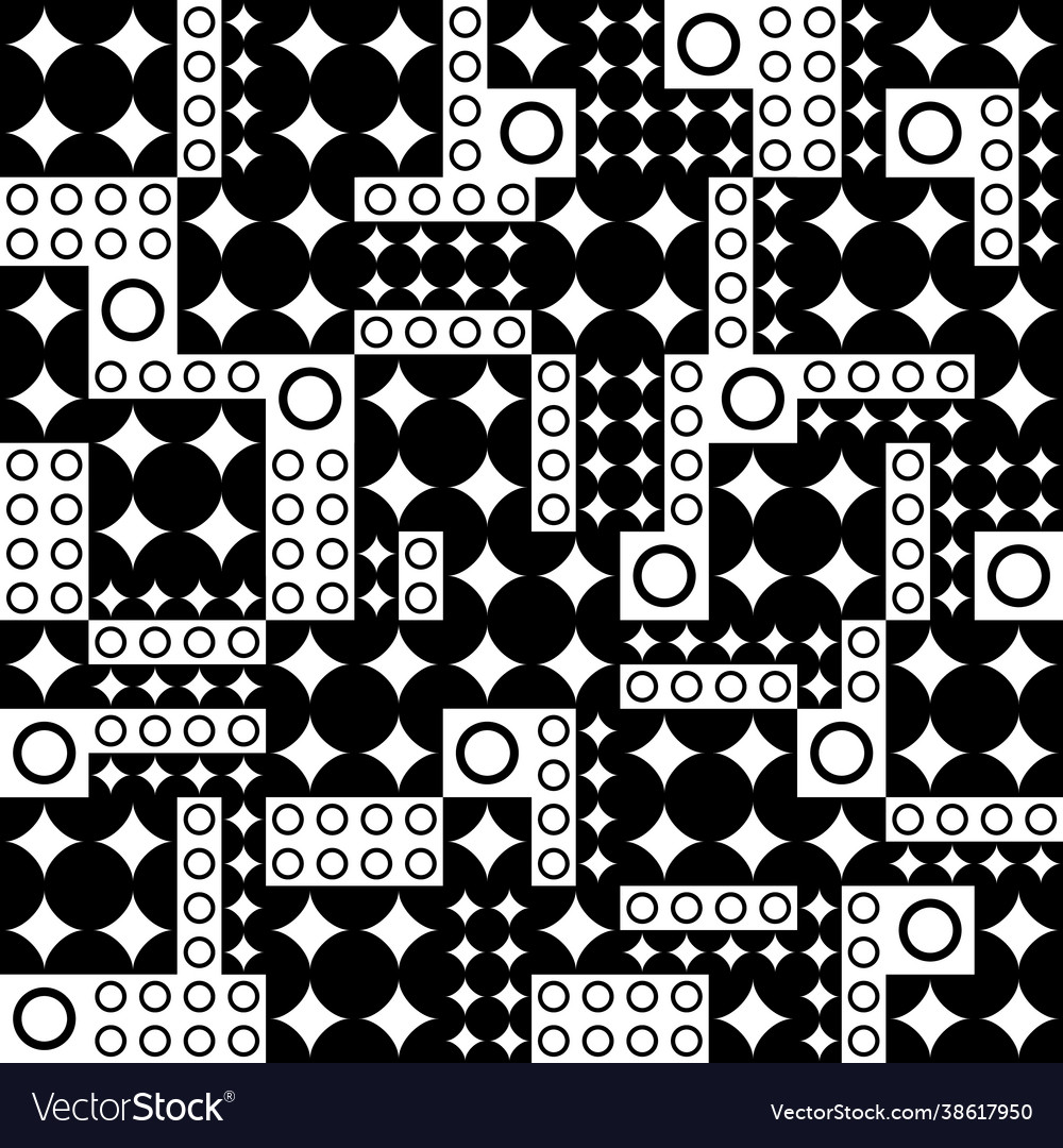 Abstract mosaic pattern with rectangles circles
