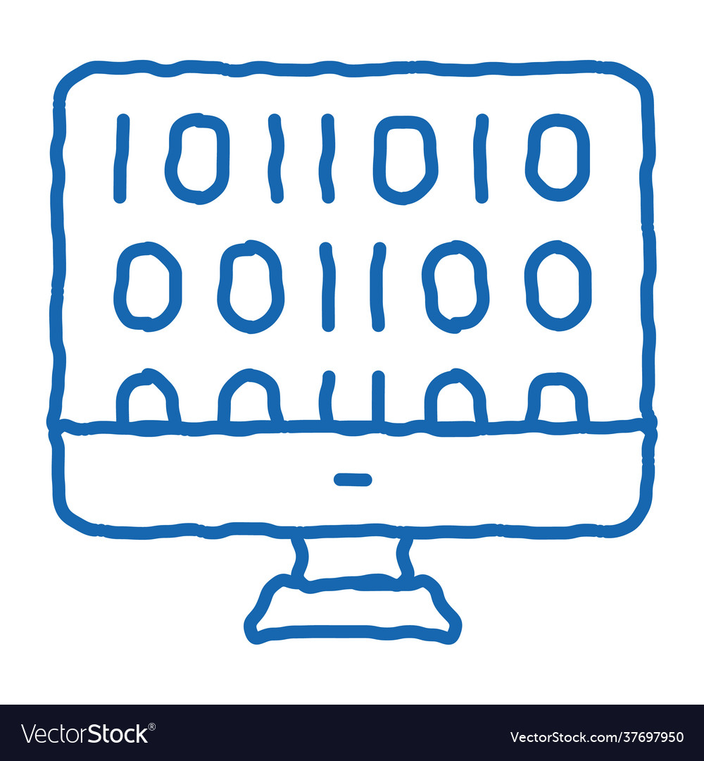 Artificial intelligence binary code doodle icon vector image Artificial intelligence binary code doodle icon