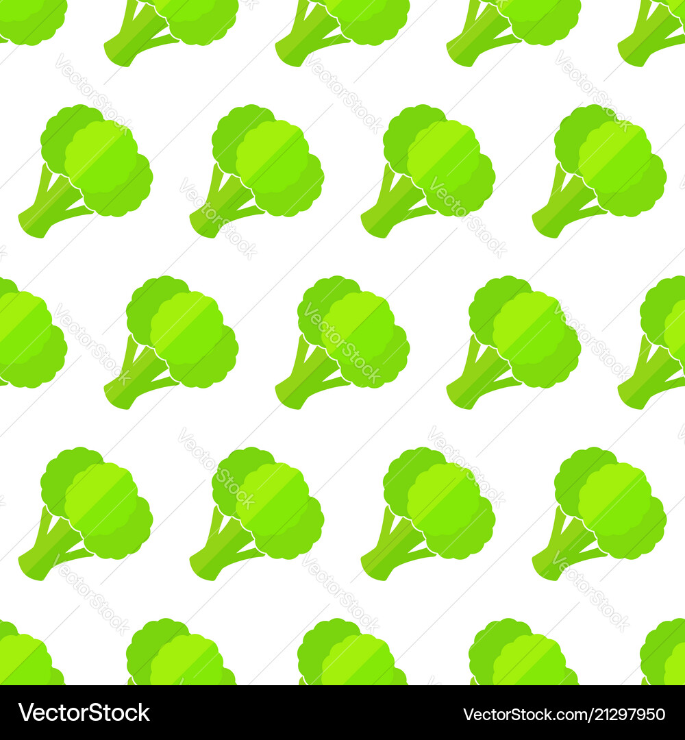 Broccoli decorative seamless vegetable pattern Vector Image