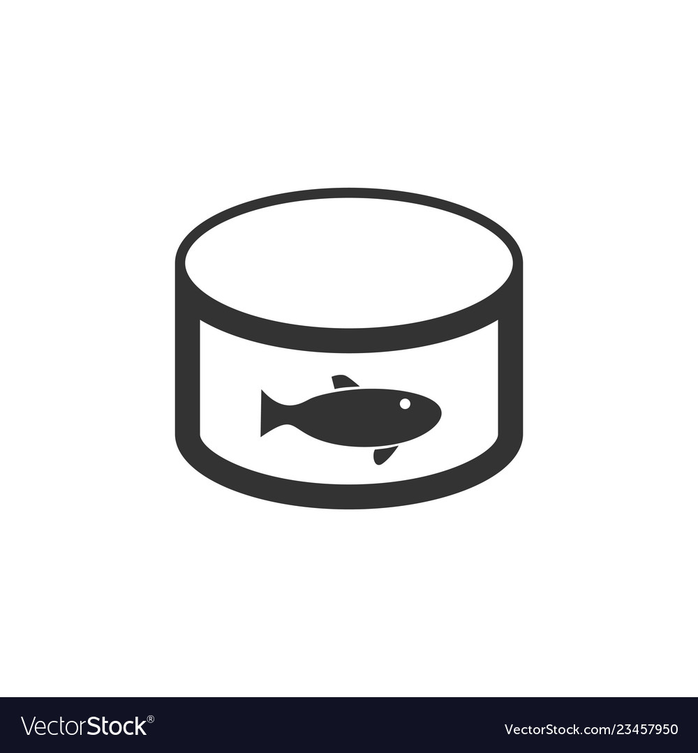 Can with label tuna fish icon flat vector image Can with label tuna fish icon flat