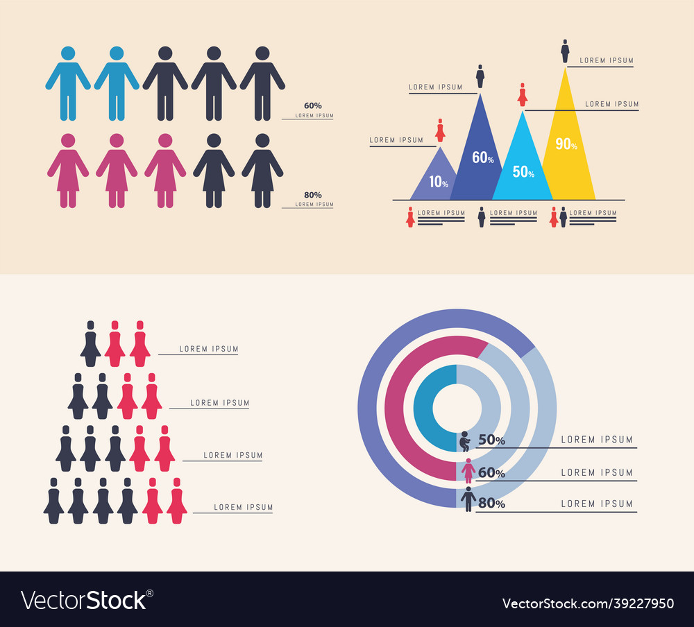 Demography Chart Icons Royalty Free Vector Image