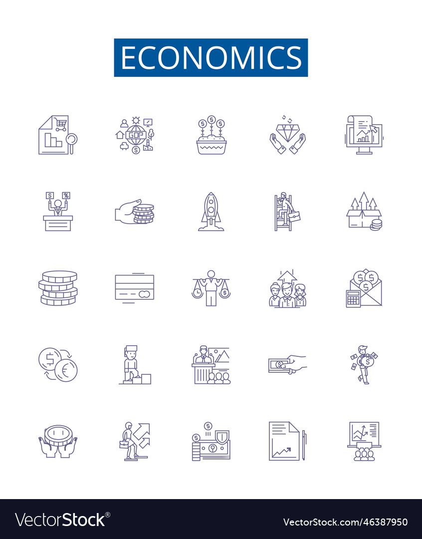 Economics line icons signs set design collection