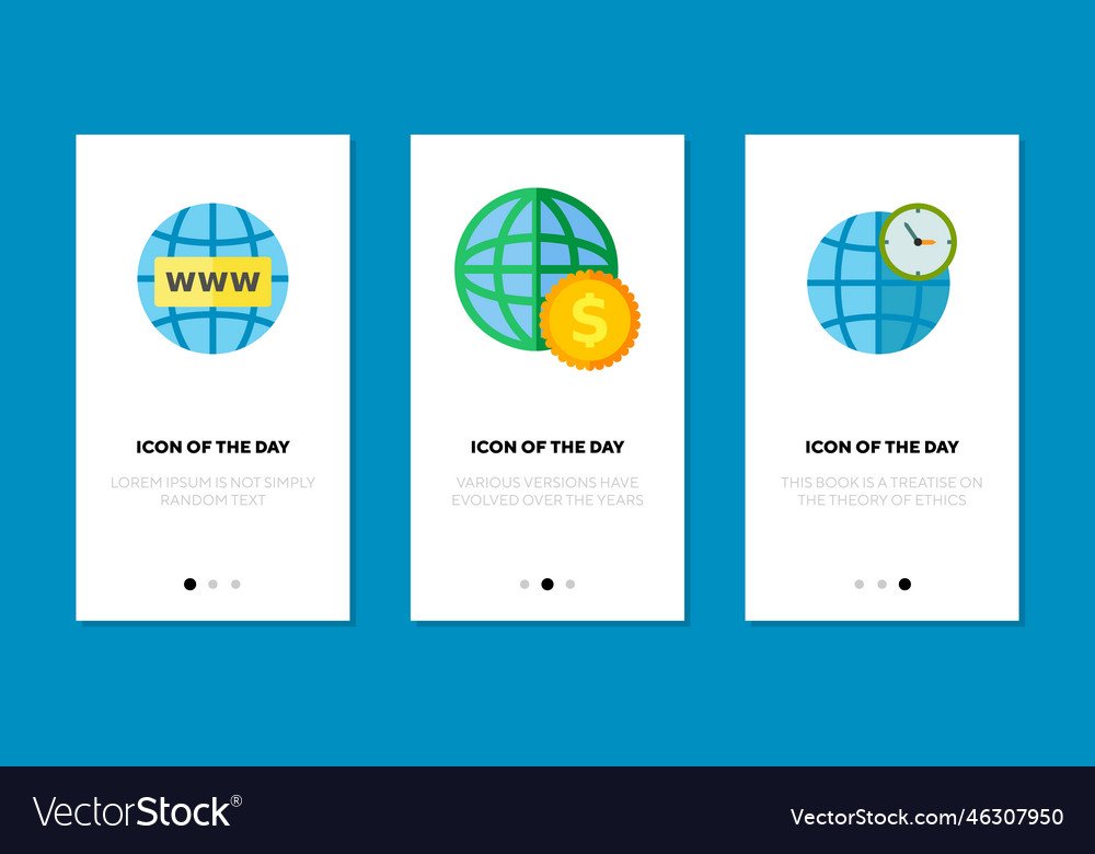 Global net flat icon set vector image Global net flat icon set