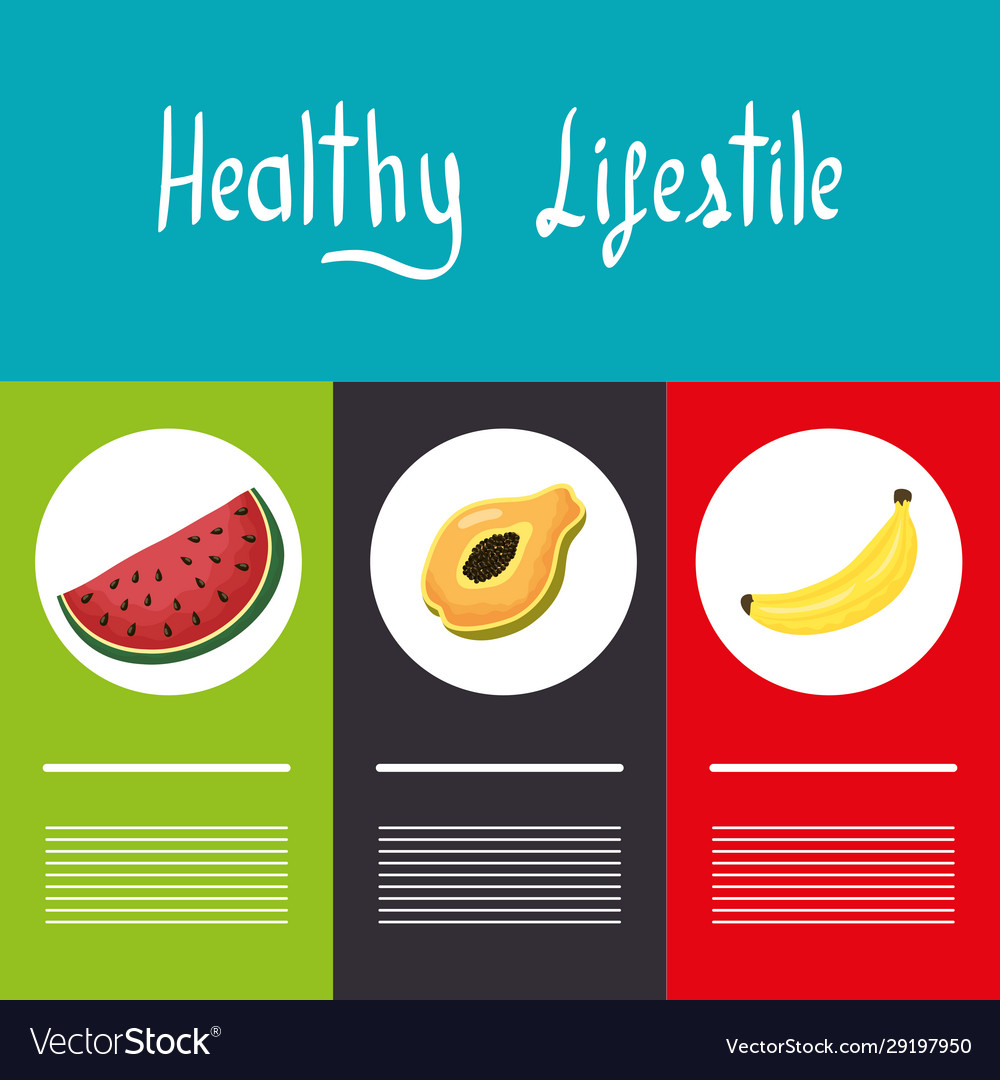 Healthy lifestyle lettering with set icons