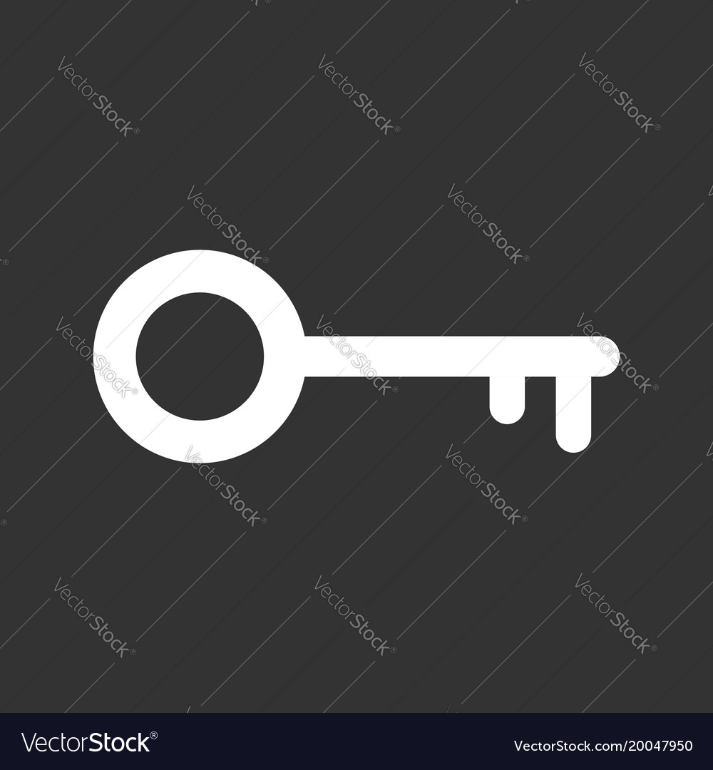 Key icon in flat style isolated on black