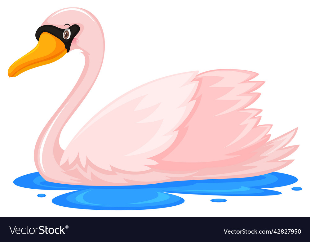 Pink swan in cartoon style