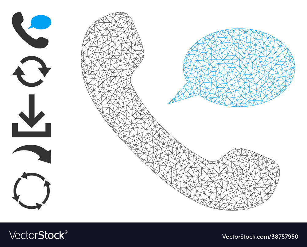 Polygonal net phone message icon with simple vector image Polygonal net phone message icon with simple