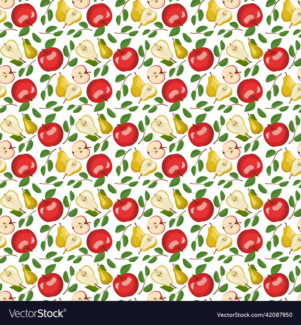 Seamless pattern with yellow pear and red apple Vector Image Seamless pattern with yellow pear and red apple
