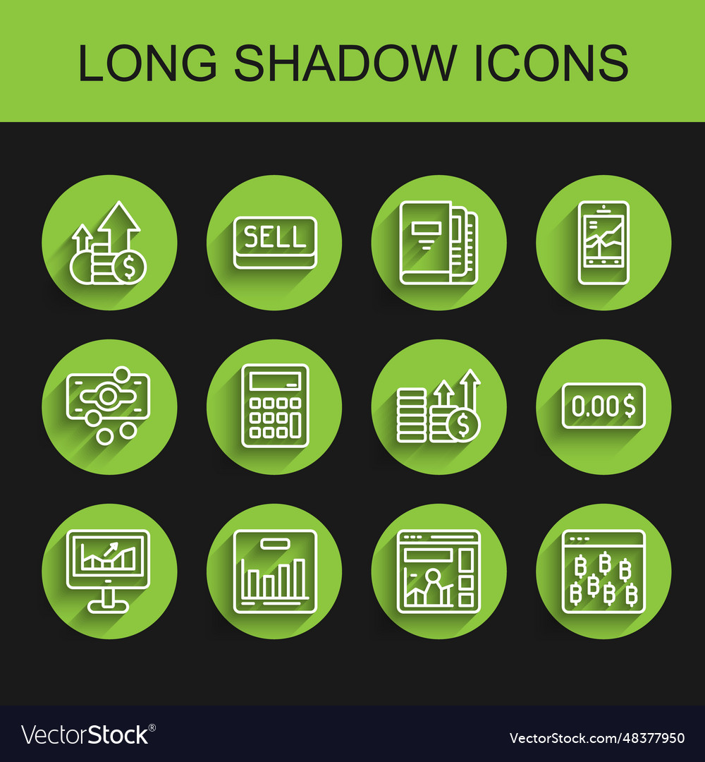 Set line computer with growth graph pie chart vector image Set line computer with growth graph pie chart