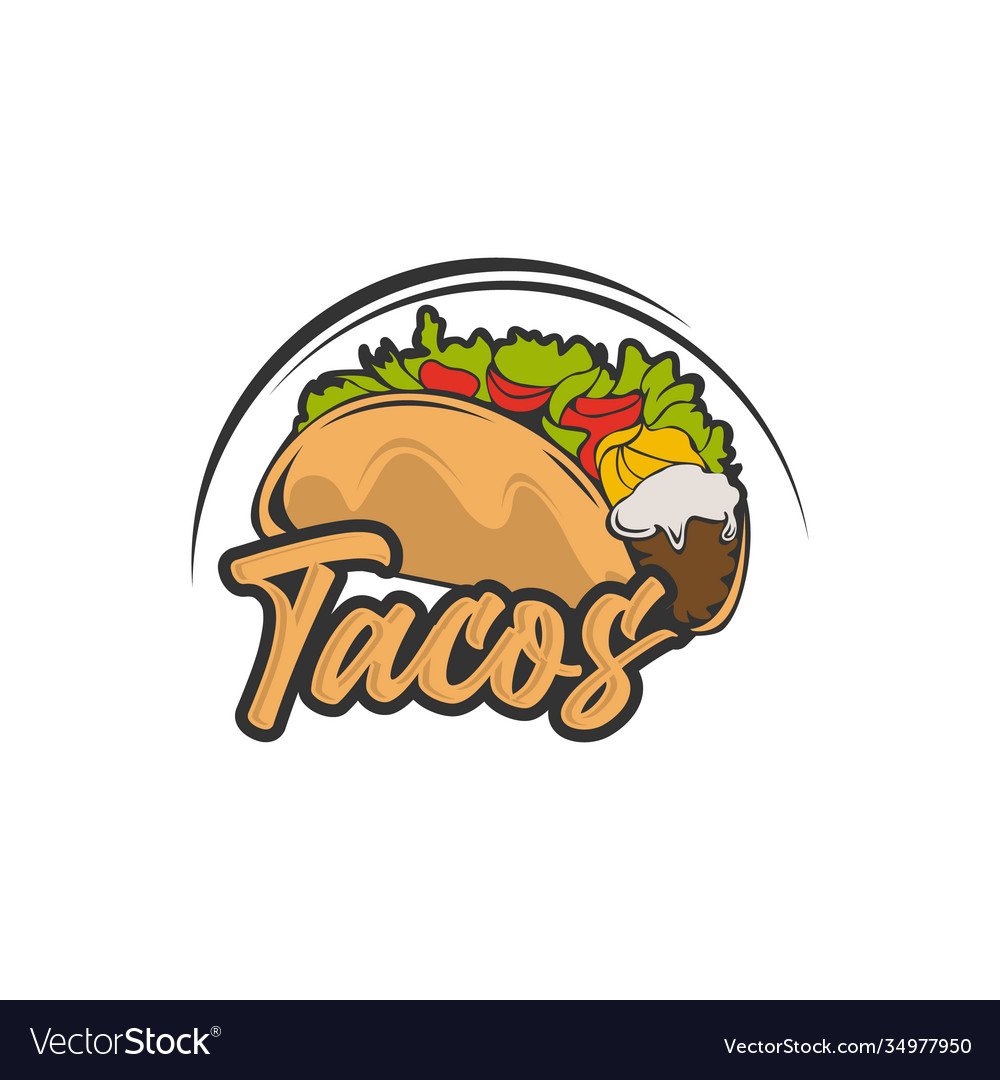 Stylized heiß frisch gemacht mexikanische tacos logo