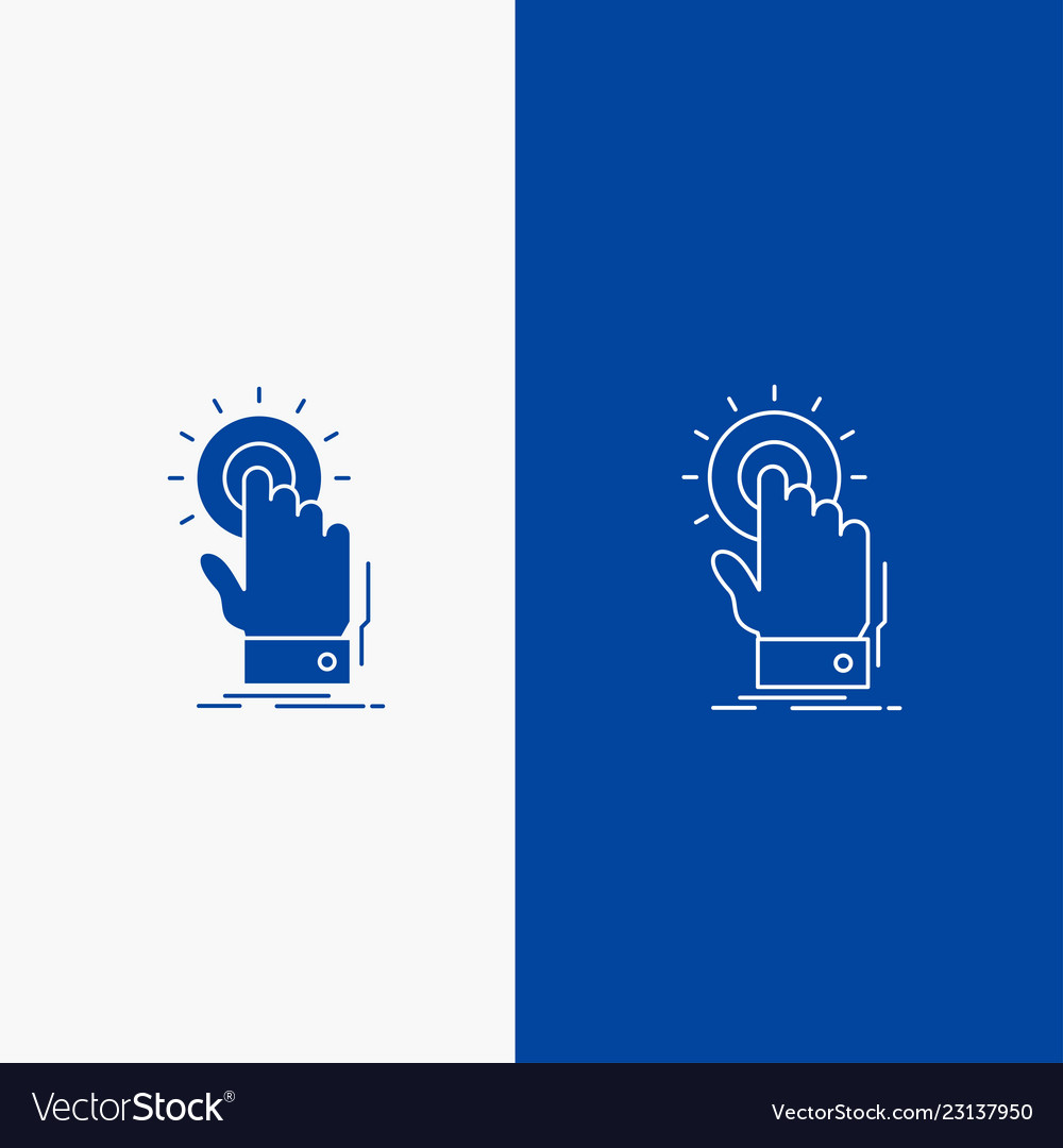 Touch click hand on start line and glyph web vector image Touch click hand on start line and glyph web