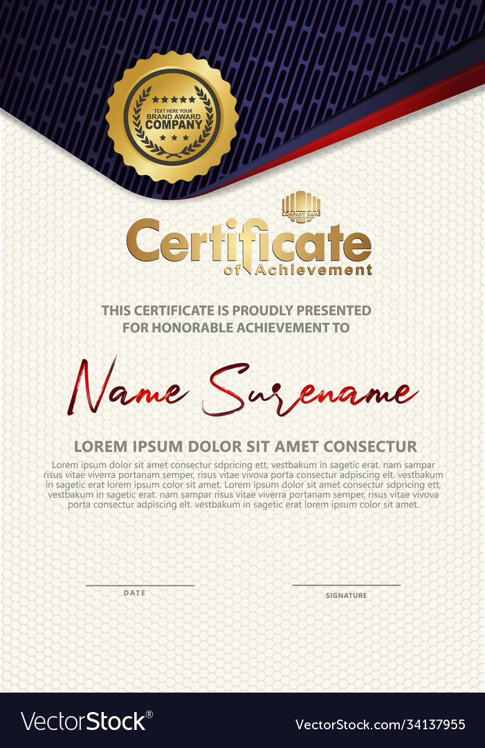 Certificate template with textured background vector image Certificate template with textured background