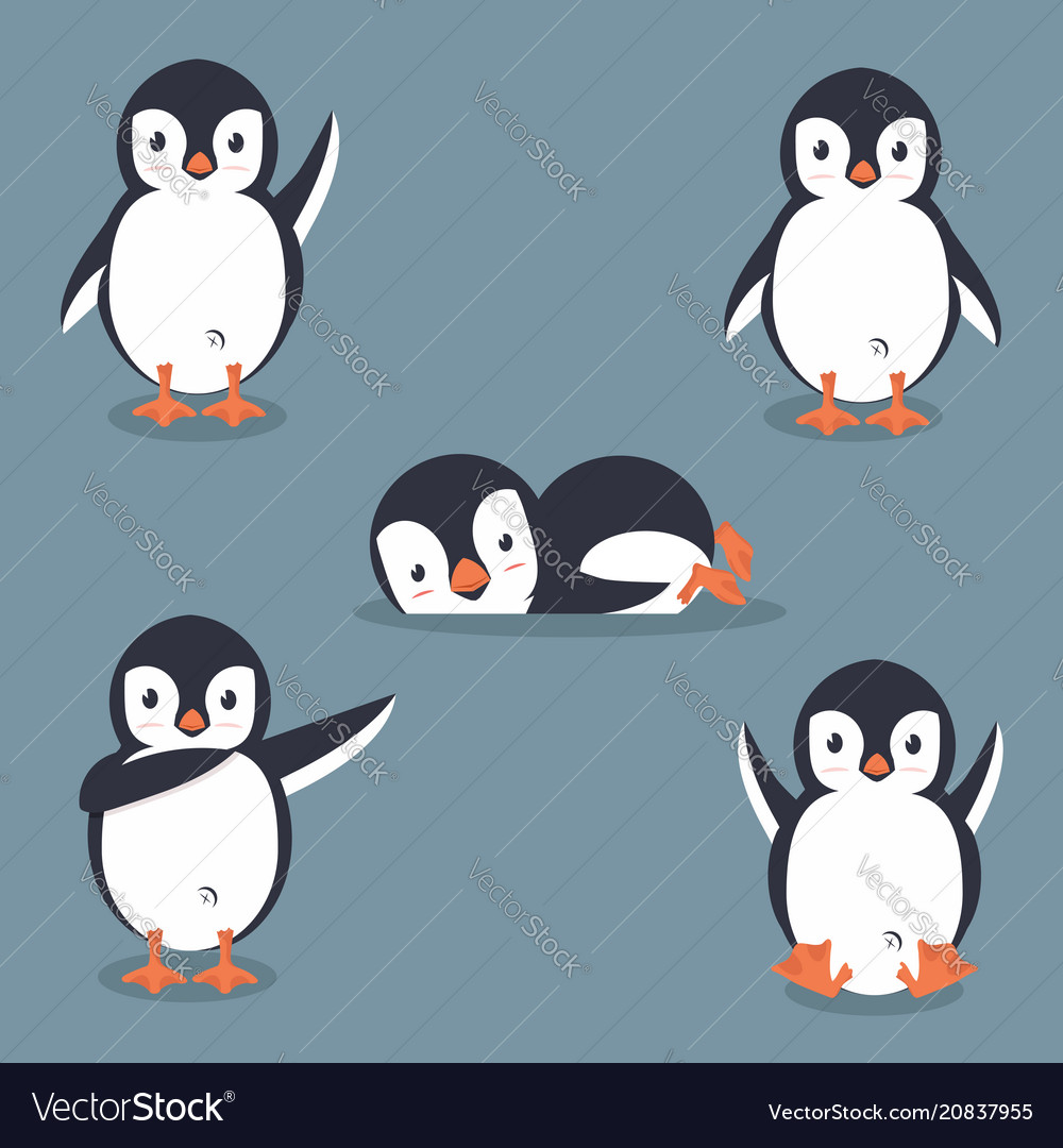 Collection of cartoon penguin Royalty Free Vector Image