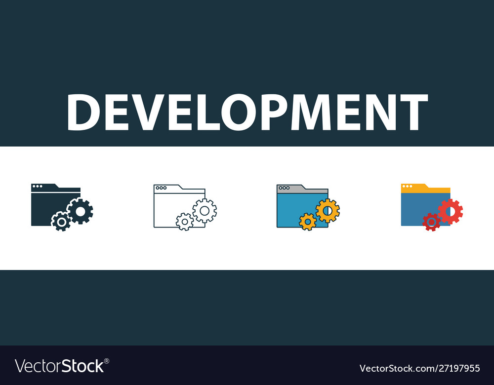 Development icon set four simple symbols
