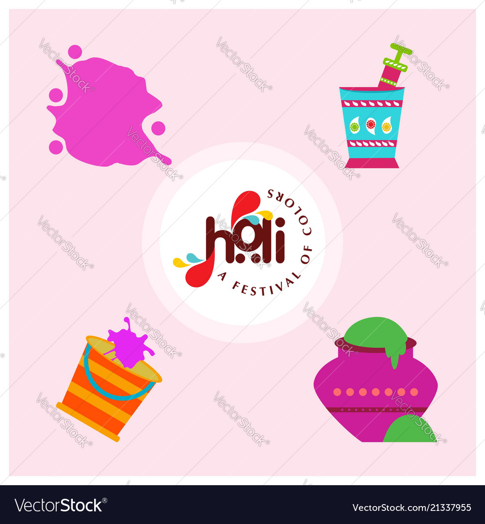 Happy holi festival colored icons