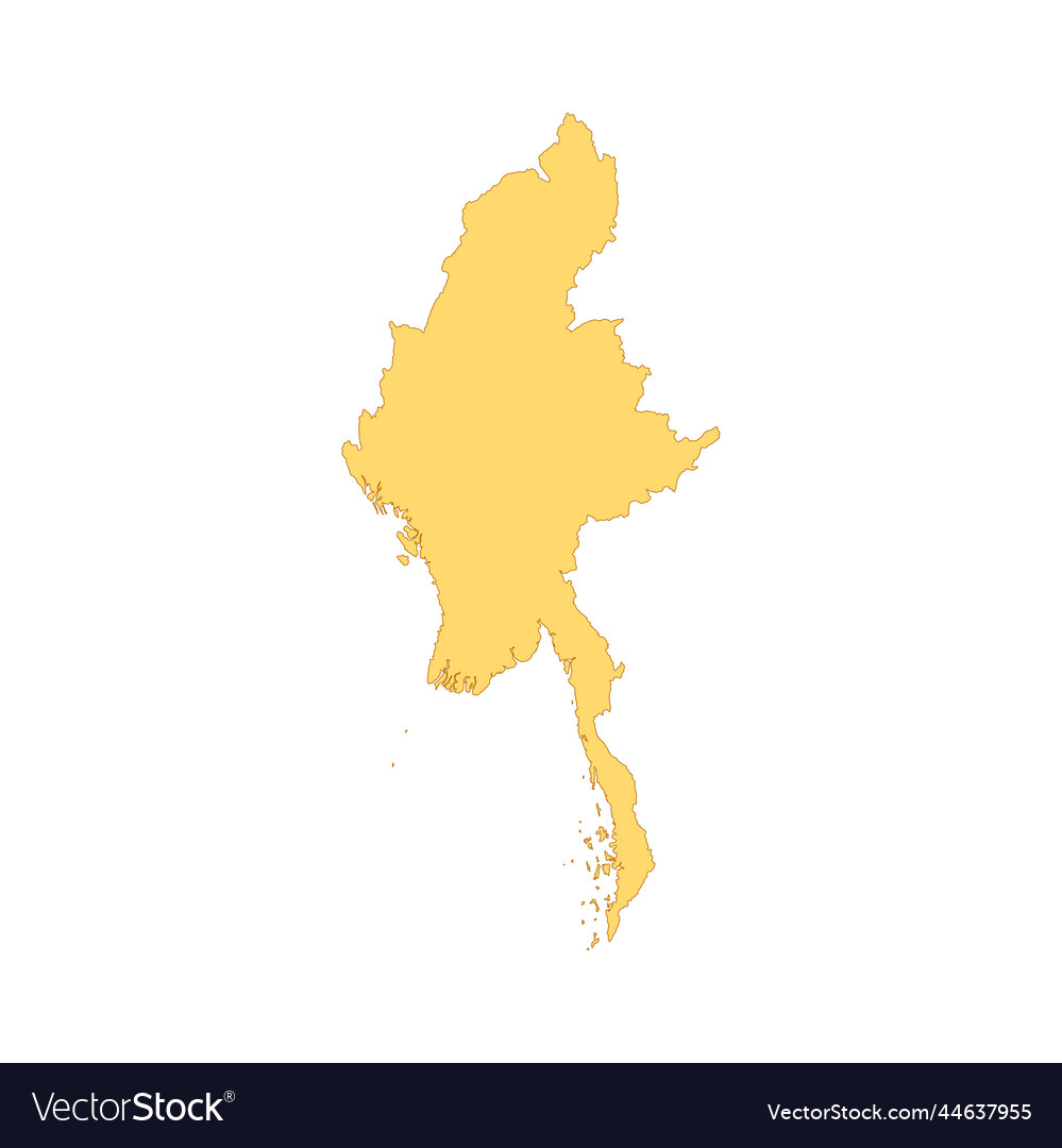 Myanmar map color line element border vector image Myanmar map color line element border