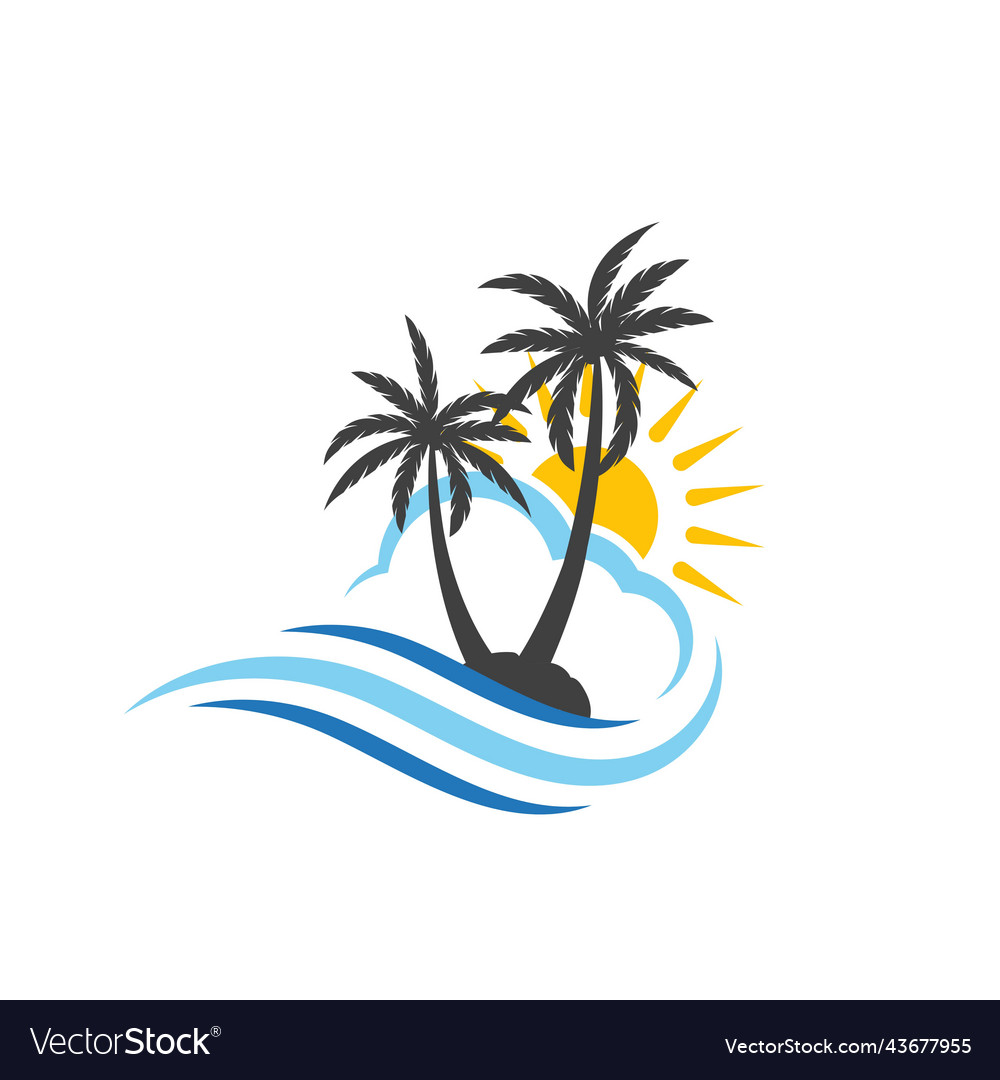 Palm tree summer logo template Royalty Free Vector Image