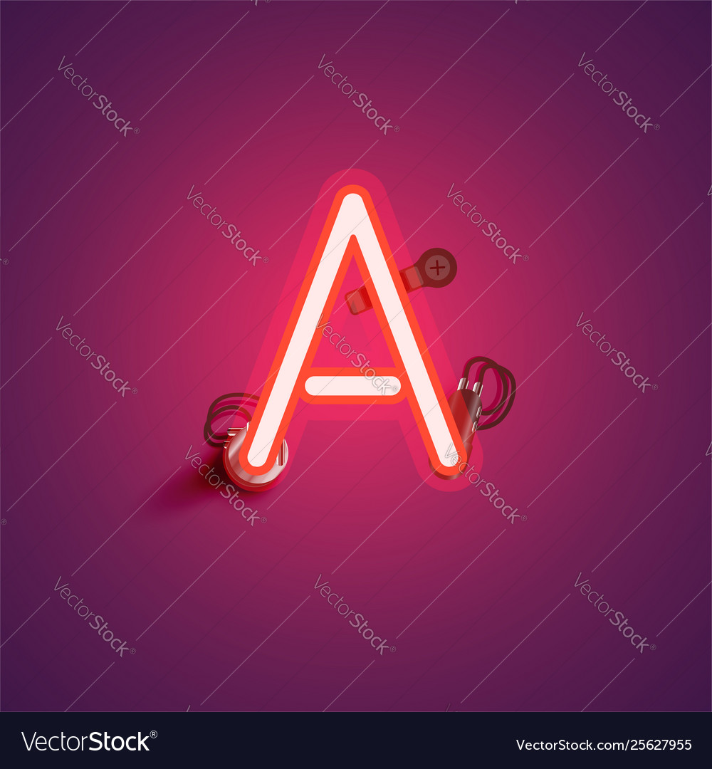 Red realistic neon character with wires vector image Red realistic neon character with wires