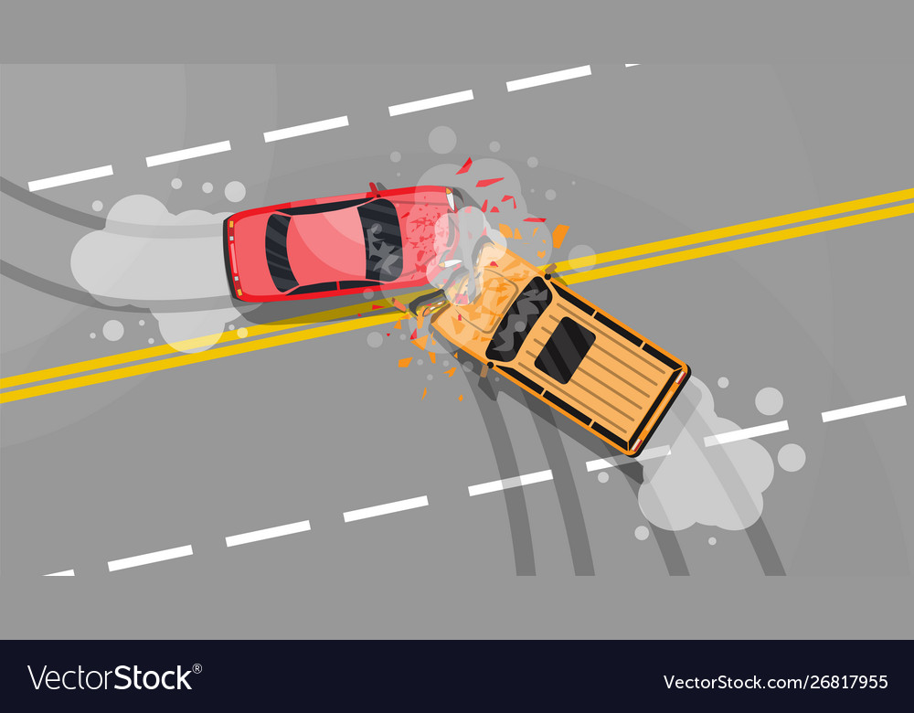 Road accident between two cars Royalty Free Vector Image