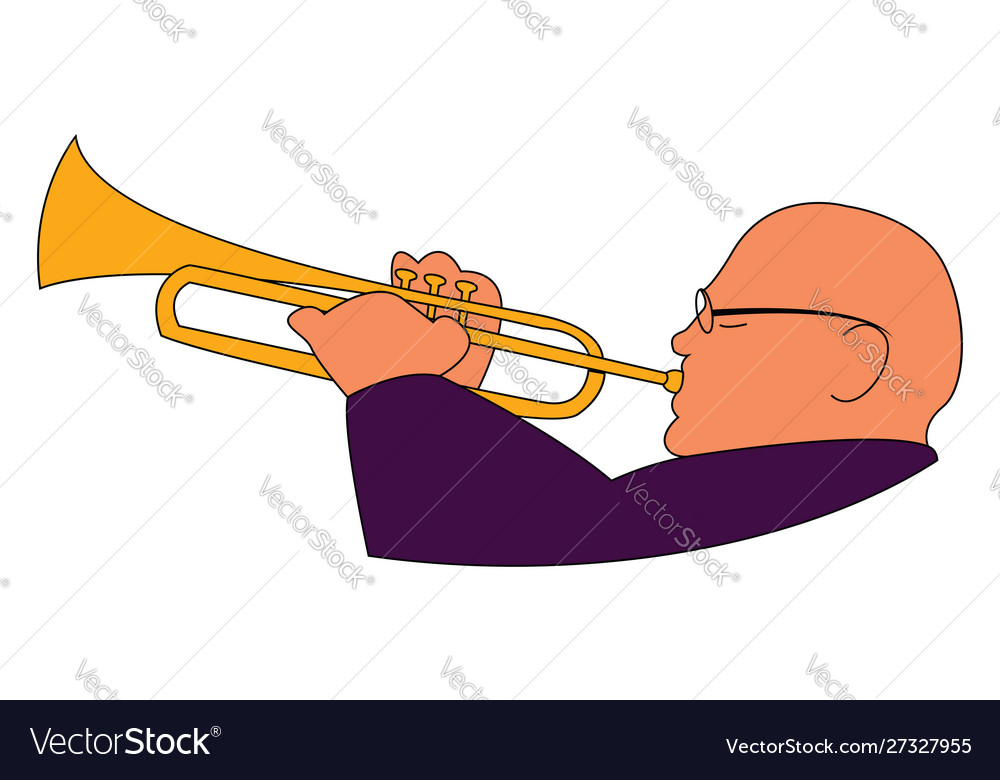 Trumpeter on white background