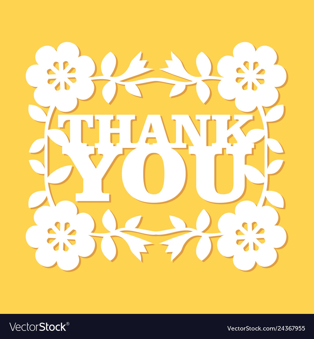 Vintage paper cut retro floral thank you phrase