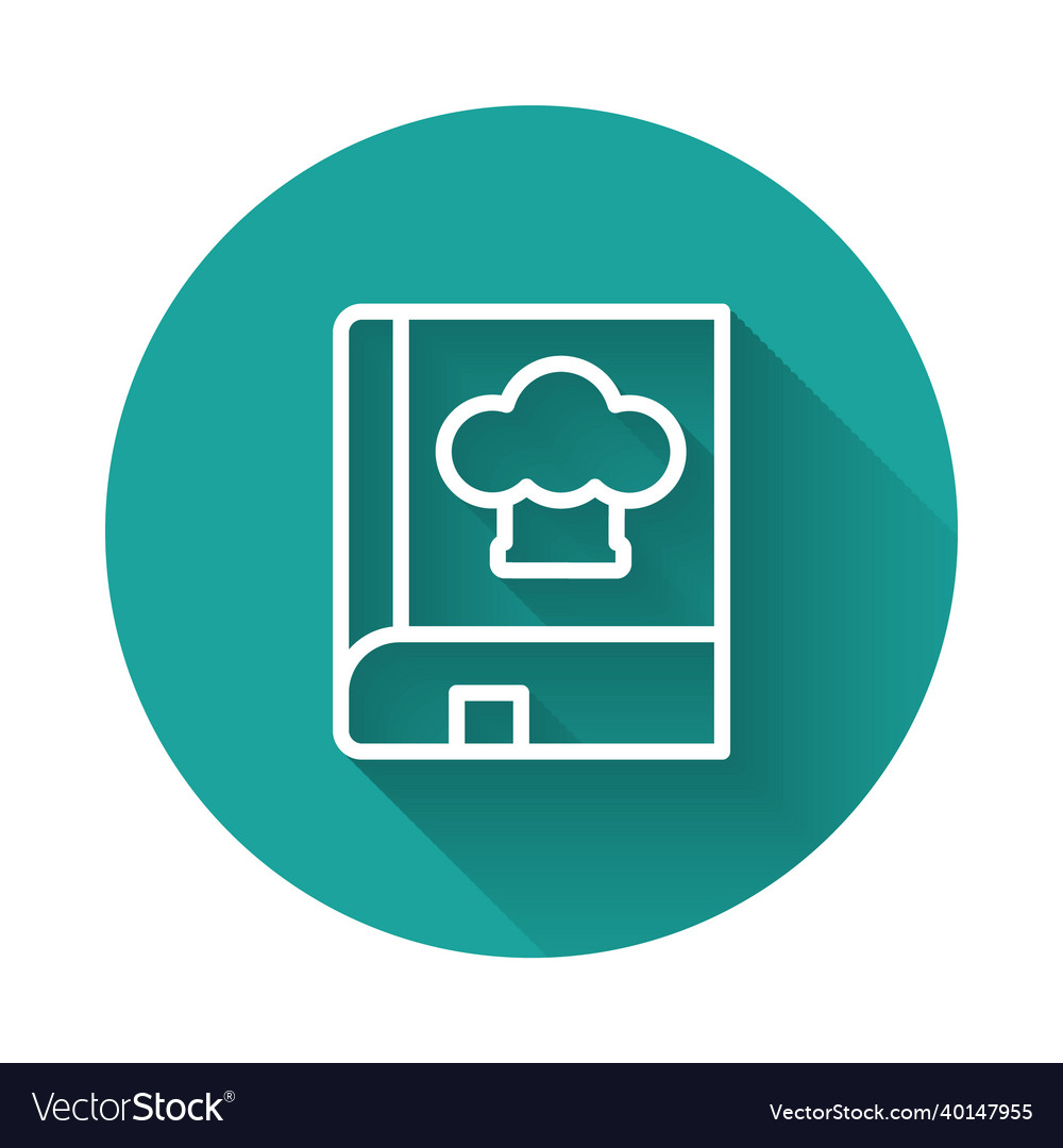White line cookbook icon isolated with long shadow