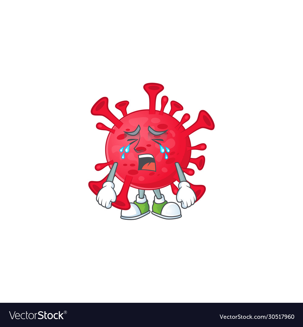 A crying face coronavirus amoeba cartoon character