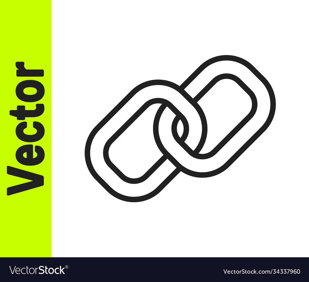 Black line chain link icon isolated on white