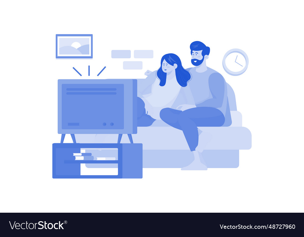 Couples relaxing day at home with movies Vector Image