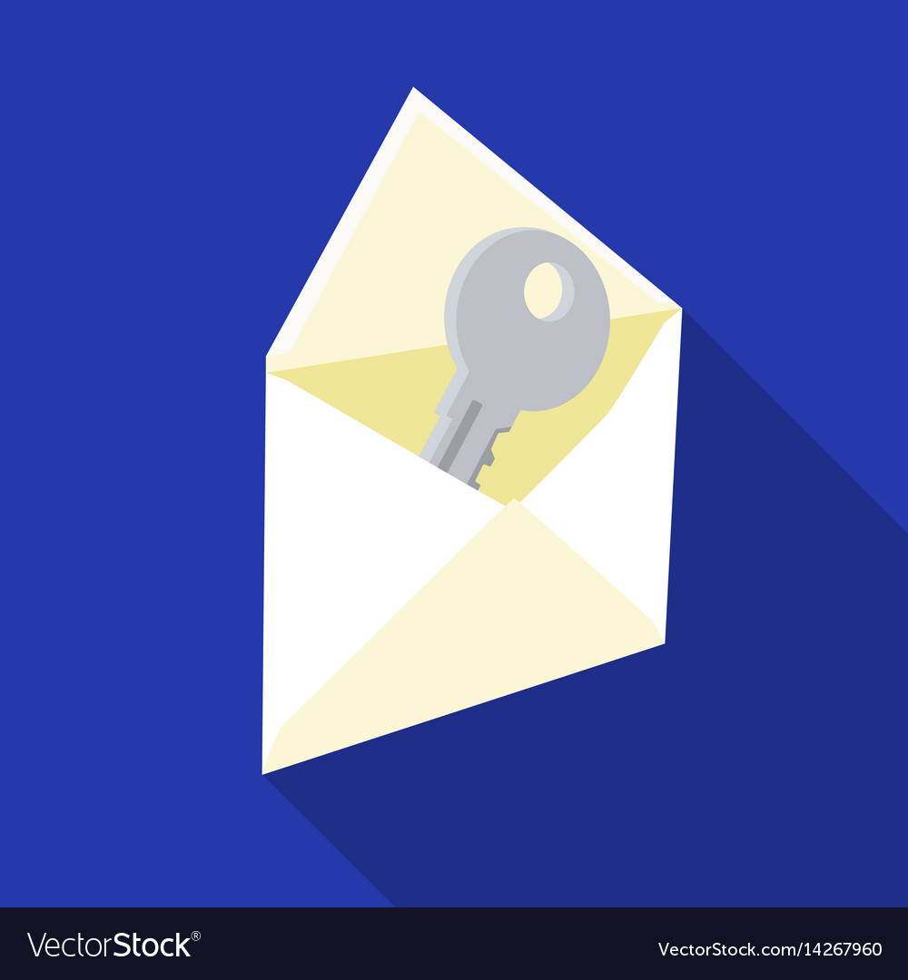 E-mail with key password icon in flat style
