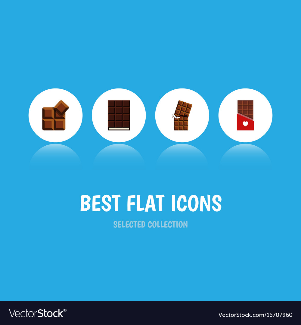 Flat icon bitter set of chocolate cocoa wrapper