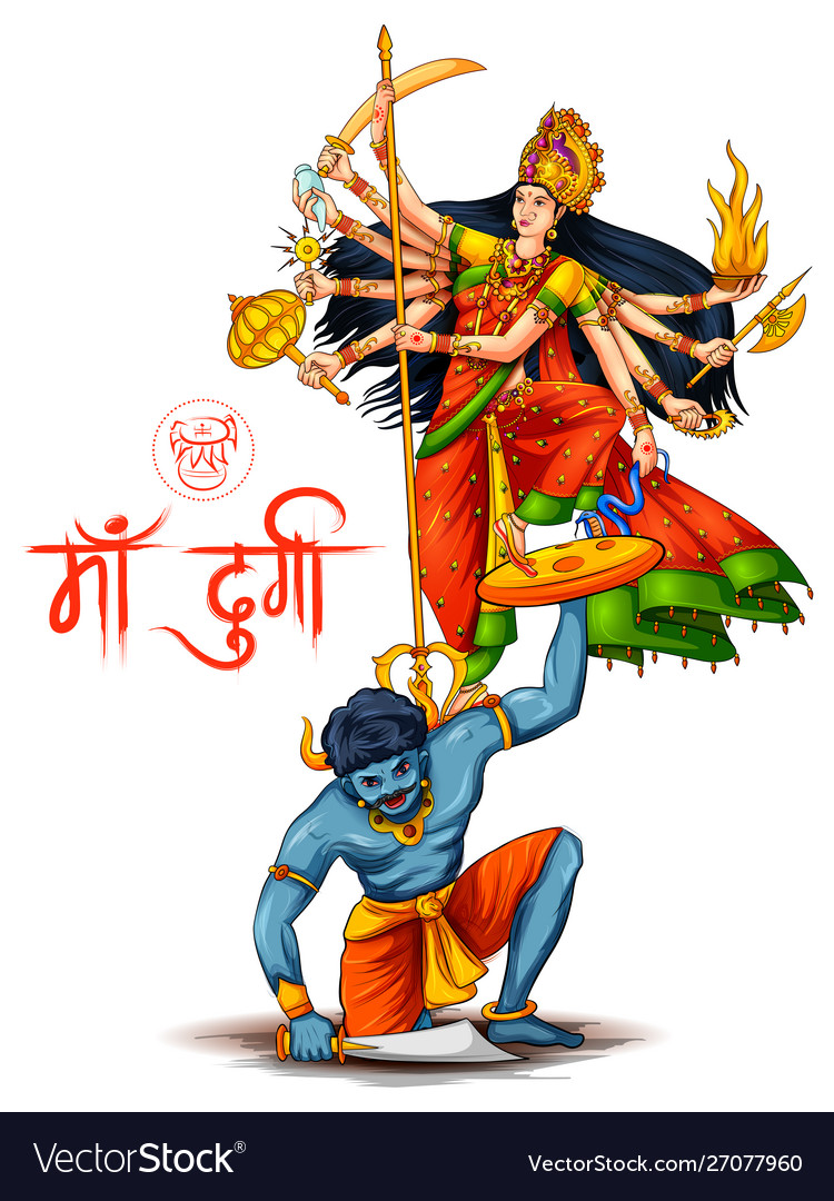 Goddess durga in happy durga puja subh navratri Vector Image Goddess durga in happy durga puja subh navratri Vector Image