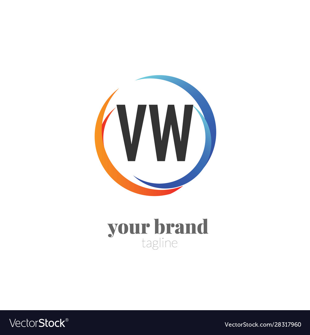 Initial letter vw creative swoosh design logo