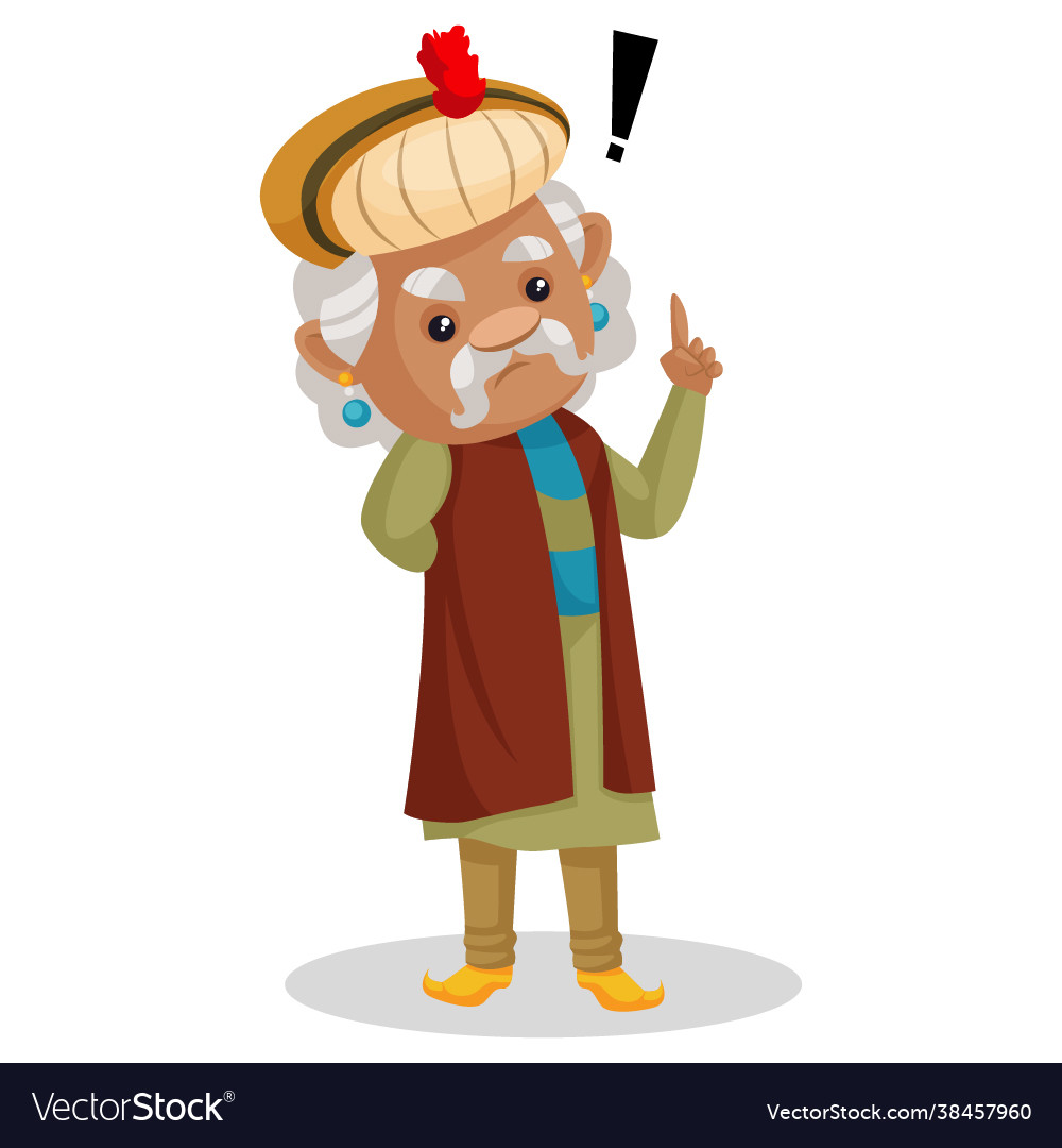 King akbar cartoon character Royalty Free Vector Image