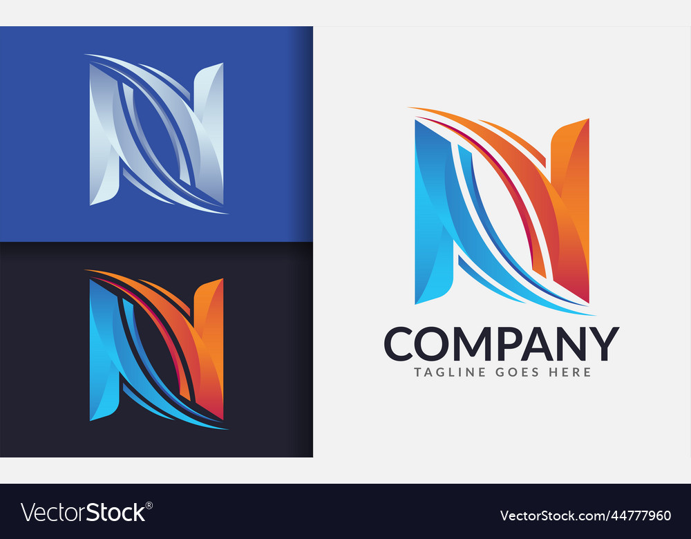 Modern abstract initial letter n with colorful Vector Image