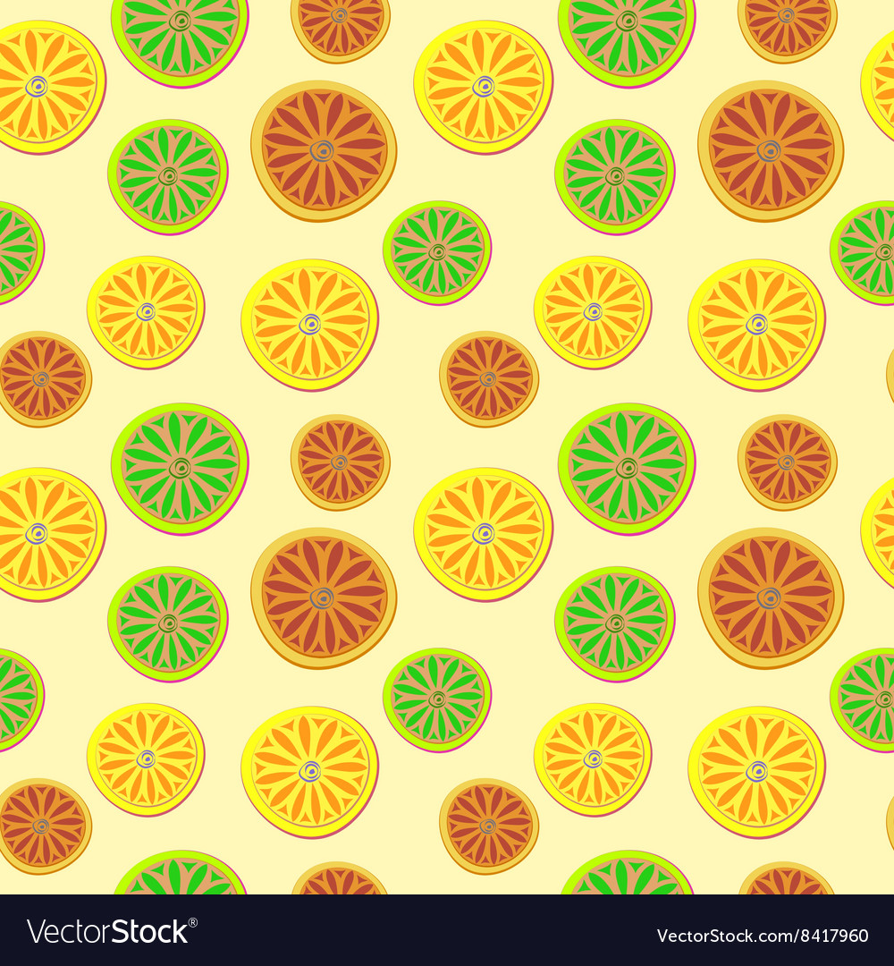 Orange lemon lime pattern hand draw