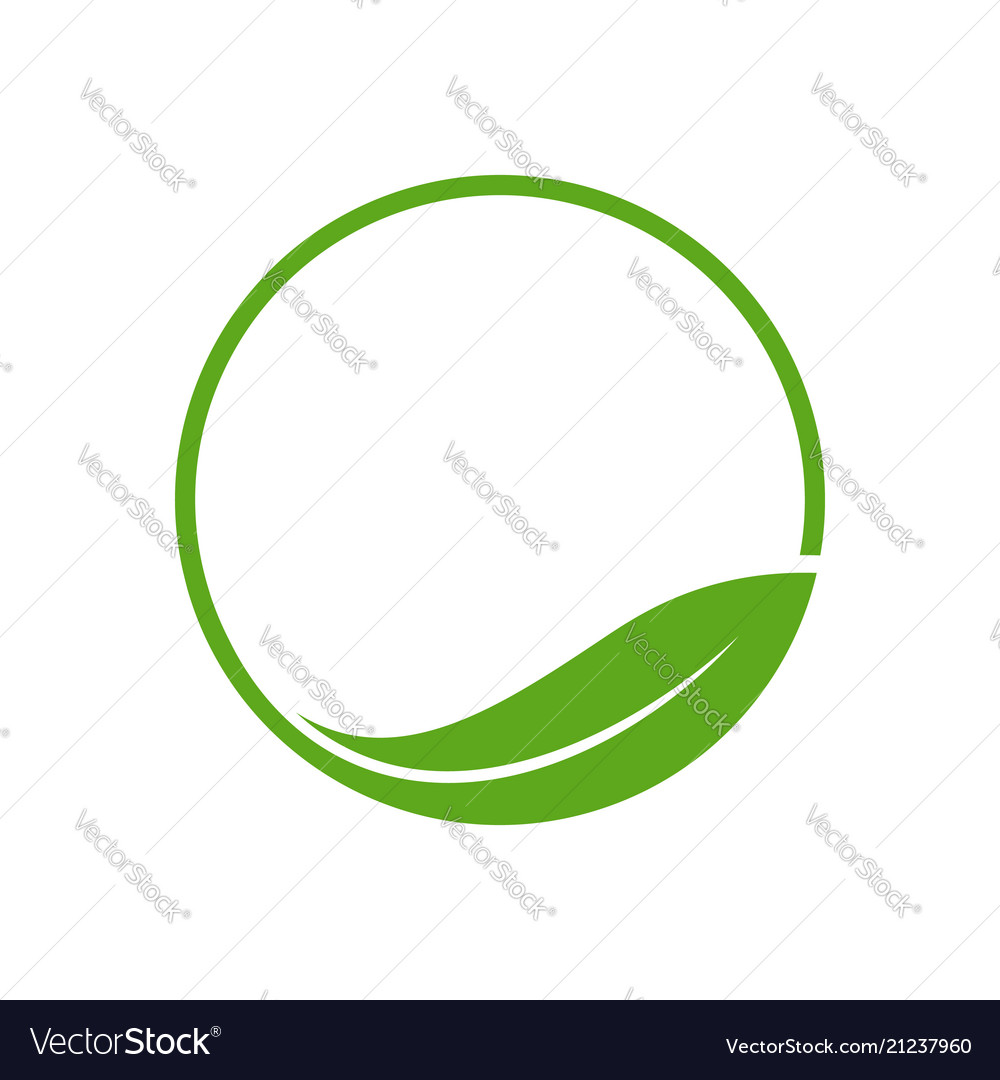 Organic leaf circle simple emblem logo template Vector Image