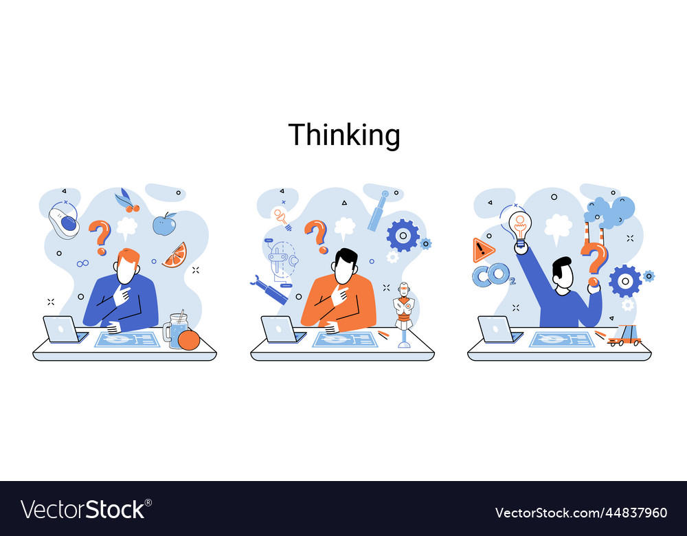 Problem solving concept man wondering or thinking
