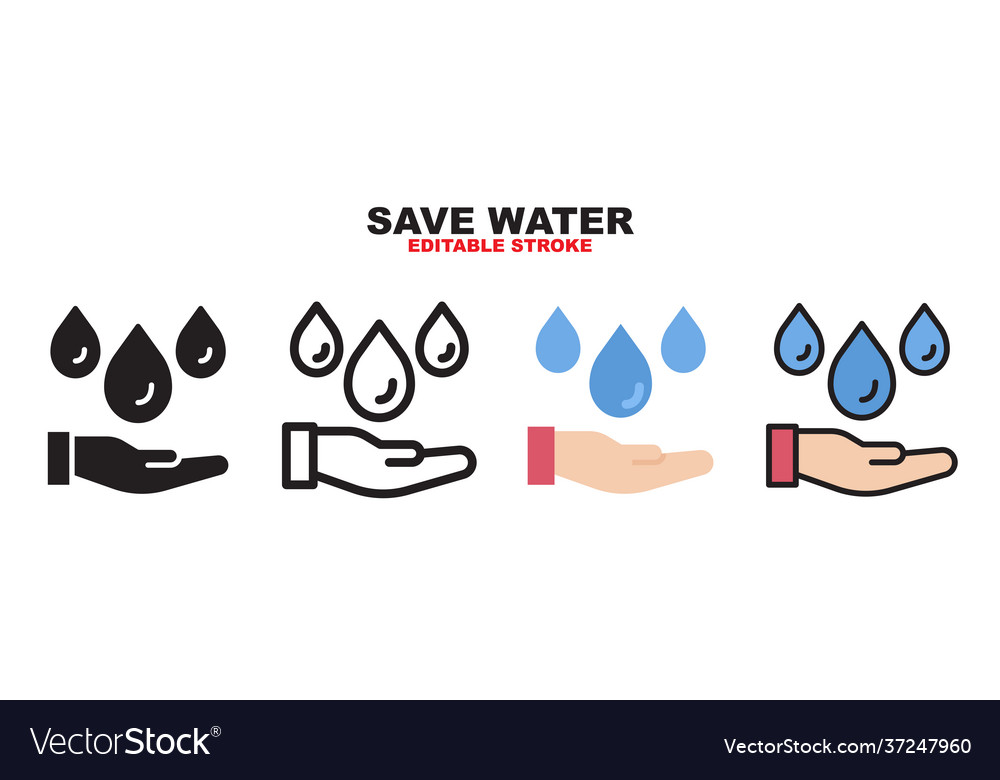 Save water icon set with different styles vector image Save water icon set with different styles