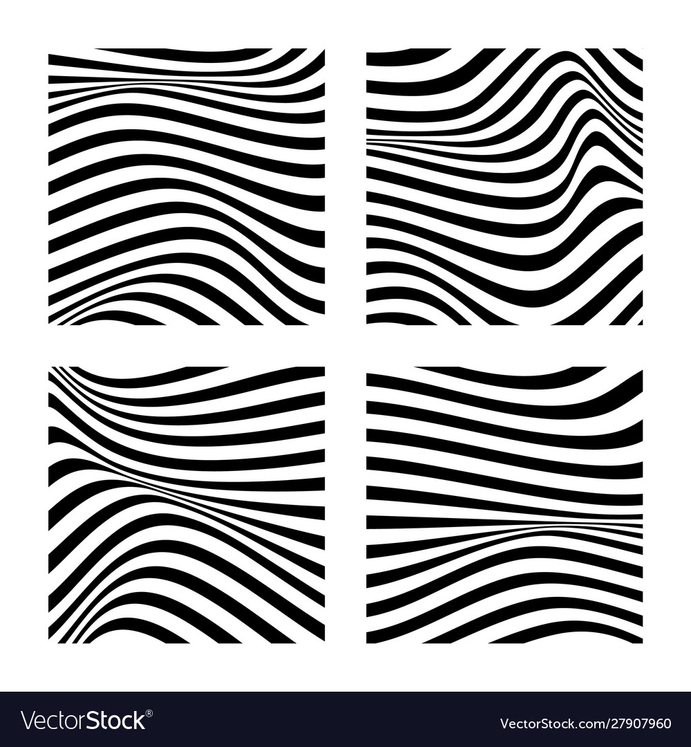Set 4 abstract backgrounds with wavy lines