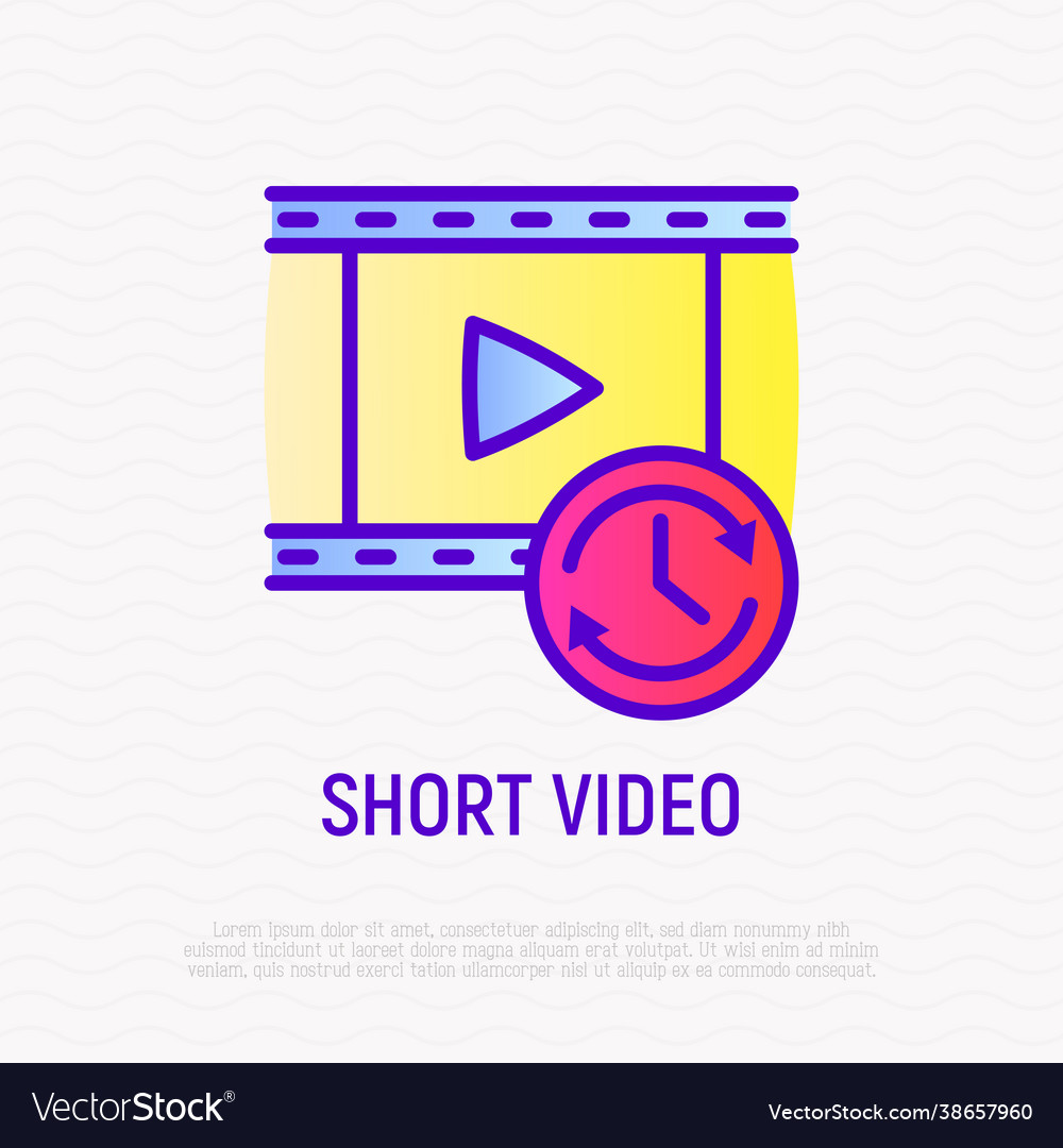 Short video thin line icon Royalty Free Vector Image