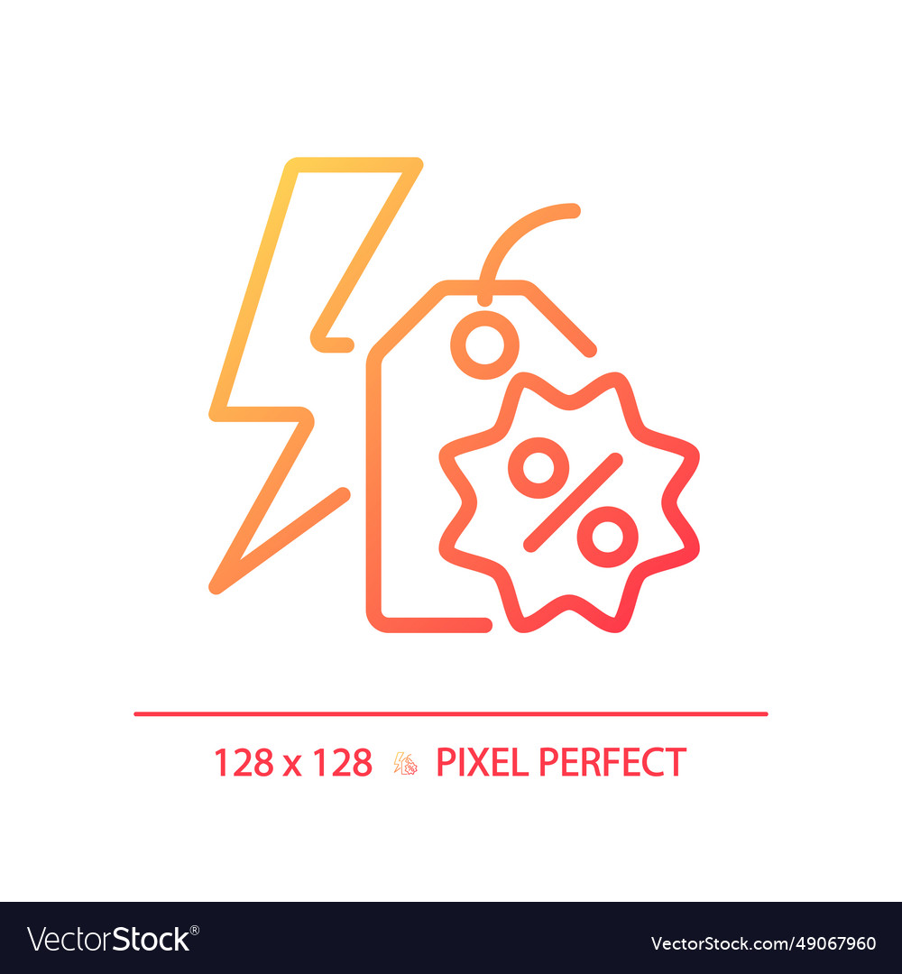 Simple thin linear gradient flash sale icon vector image Simple thin linear gradient flash sale icon