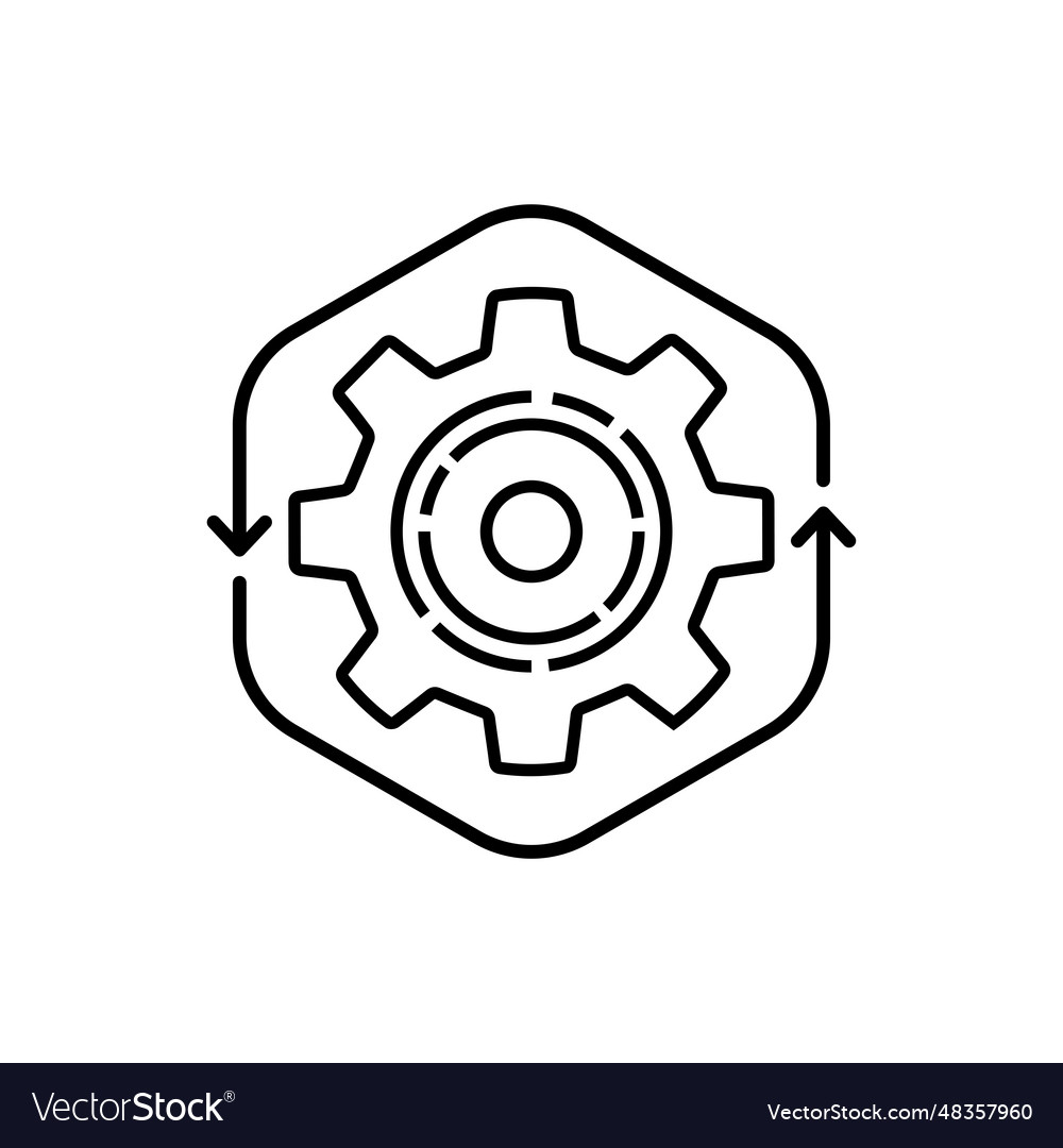 Thin line operation easy process with gear wheel Vector Image