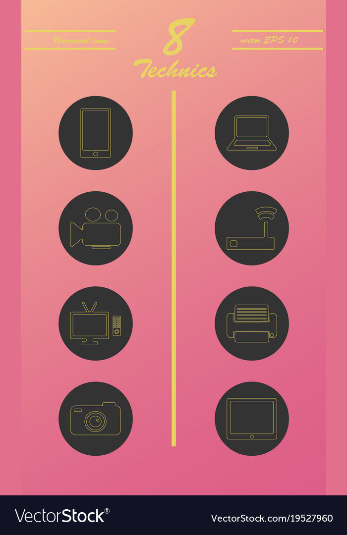 Unique thin line icons set of computer hardware