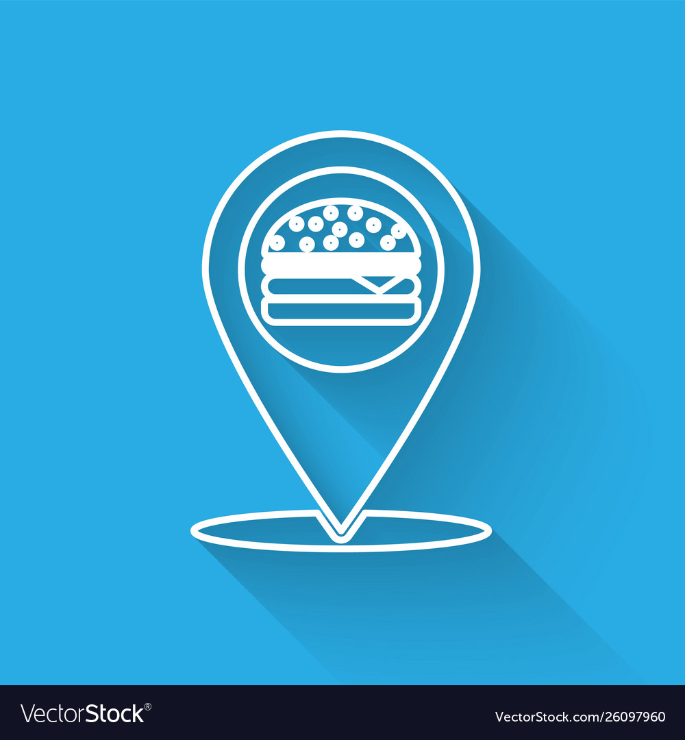 White map pointer with fast food burger line icon Vector Image White map pointer with fast food burger line icon